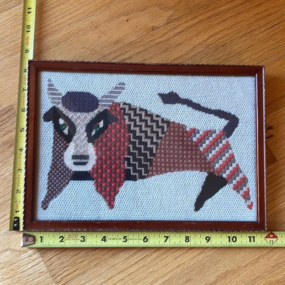 Vintage embroidery bull picture - Picture 5 of 8